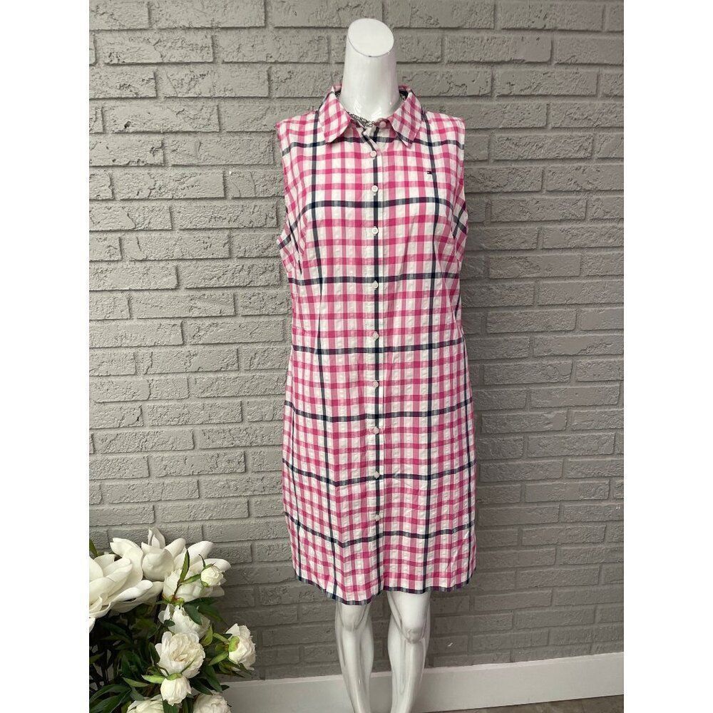 Tommy Hilfiger Women Gingham Woven Shirt Dress Size 10